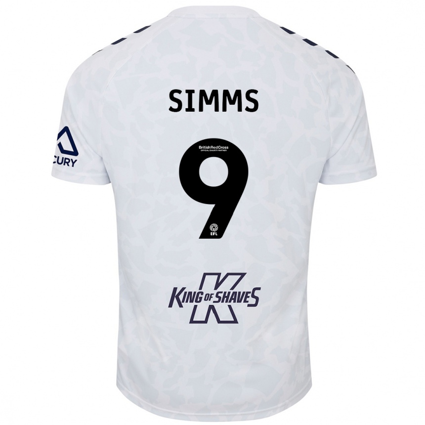 Vaikiškas Ellis Simms #9 Baltas Išvykos Marškinėliai 2024/25 T-Shirt