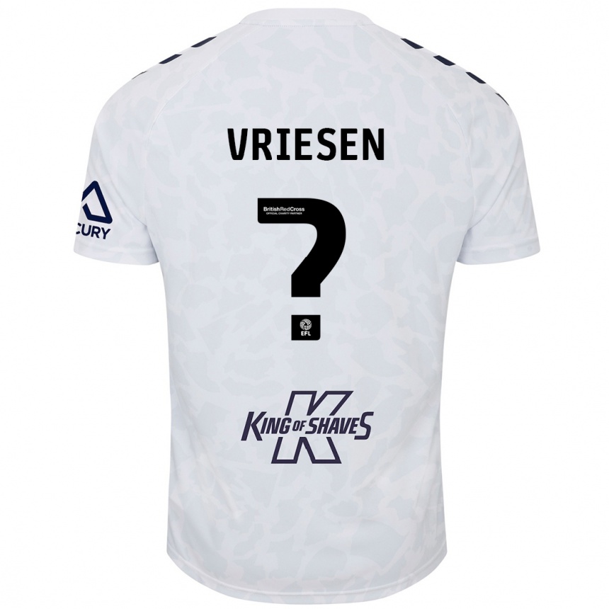 Vaikiškas Fabian Vriesen #0 Baltas Išvykos Marškinėliai 2024/25 T-Shirt