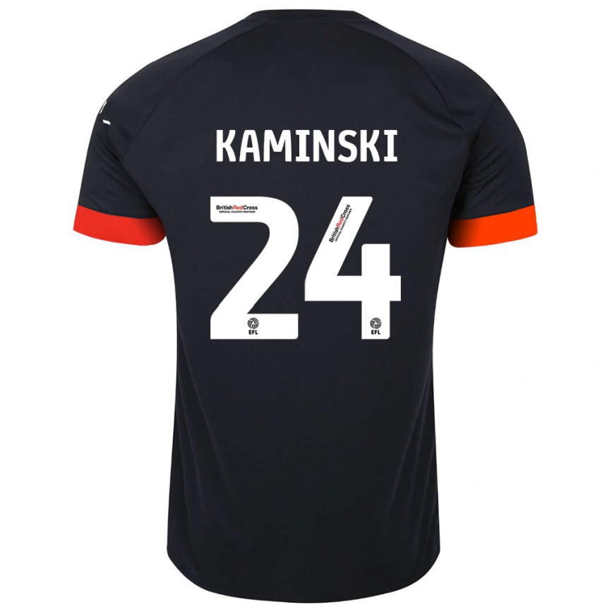 Vaikiškas Thomas Kaminski #24 Juoda Oranžinė Išvykos Marškinėliai 2024/25 T-Shirt