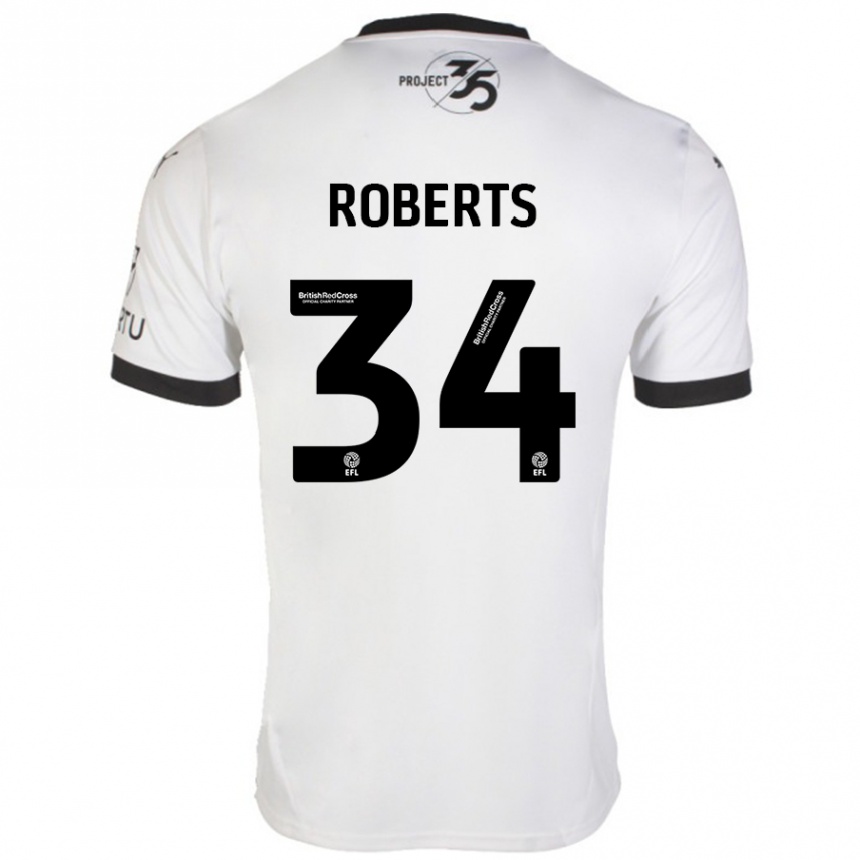 Vaikiškas Caleb Roberts #34 Balta Juoda Išvykos Marškinėliai 2024/25 T-Shirt