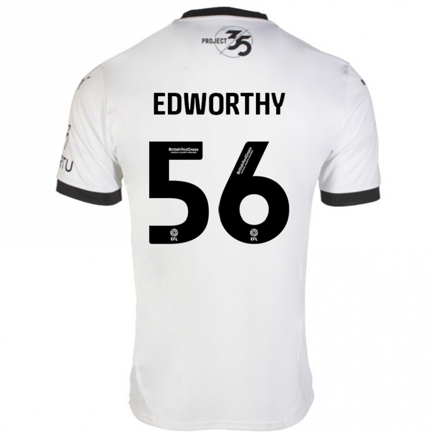 Vaikiškas Kieran Edworthy #56 Balta Juoda Išvykos Marškinėliai 2024/25 T-Shirt