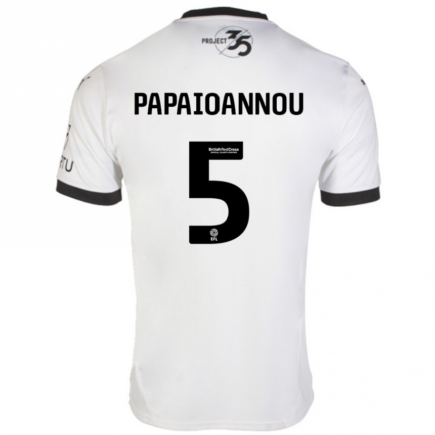 Vaikiškas Panagiota Papaioannou #5 Balta Juoda Išvykos Marškinėliai 2024/25 T-Shirt