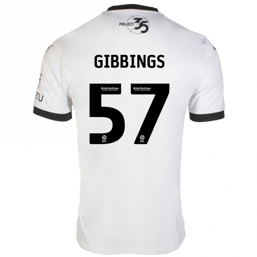 Vaikiškas Cole Gibbings #57 Balta Juoda Išvykos Marškinėliai 2024/25 T-Shirt