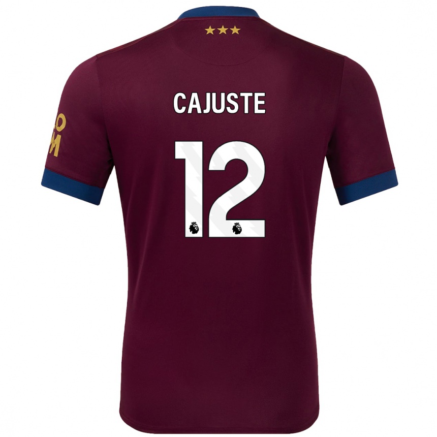 Vaikiškas Jens Cajuste #12 Ruda Išvykos Marškinėliai 2024/25 T-Shirt