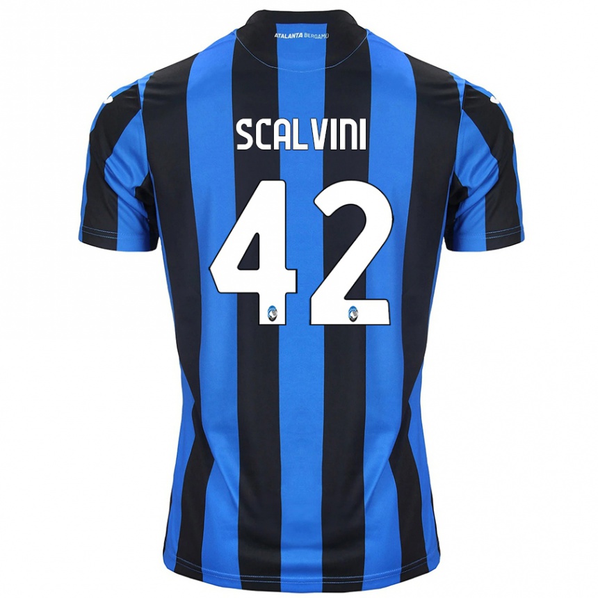 Vyrai Giorgio Scalvini #42 Mėlyna Juoda Namų Marškinėliai 2024/25 T-Shirt