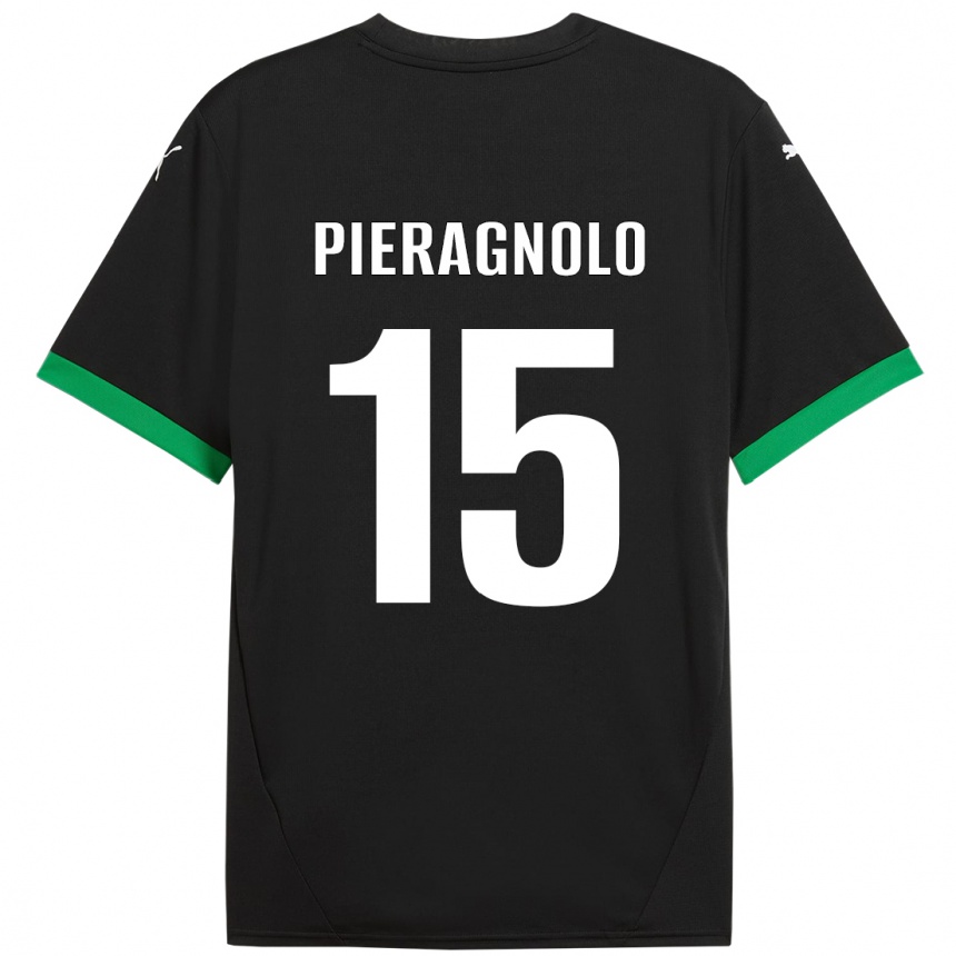 Vyrai Edoardo Pieragnolo #15 Juoda Tamsiai Žalia Namų Marškinėliai 2024/25 T-Shirt