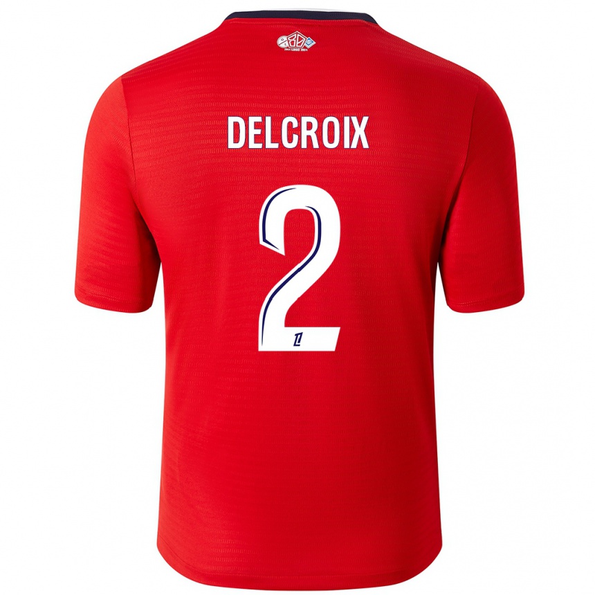 Vyrai Céleste Delcroix #2 Raudona Balta Namų Marškinėliai 2024/25 T-Shirt