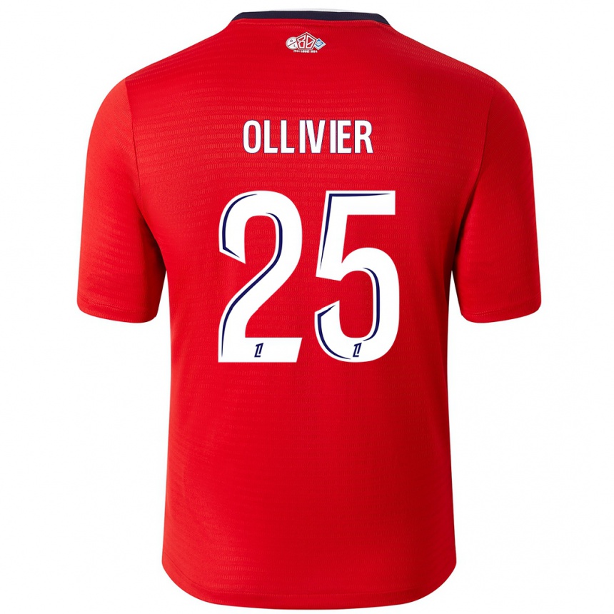 Vyrai Agathe Ollivier #25 Raudona Balta Namų Marškinėliai 2024/25 T-Shirt