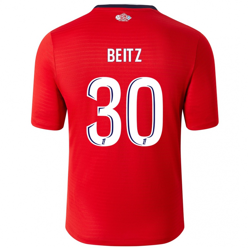 Vyrai Taylor Beitz #30 Raudona Balta Namų Marškinėliai 2024/25 T-Shirt