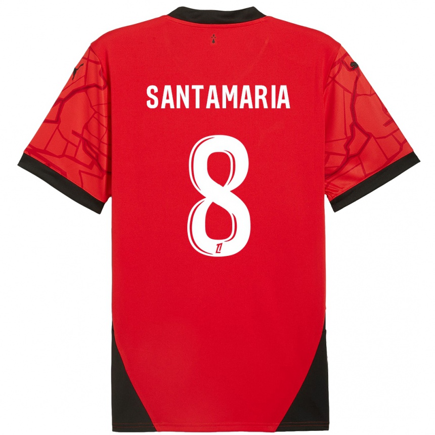 Vyrai Baptiste Santamaria #8 Raudona Juoda Namų Marškinėliai 2024/25 T-Shirt