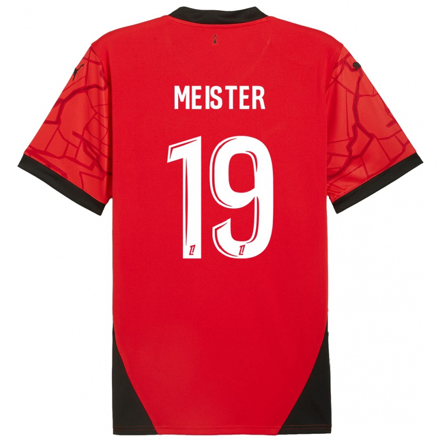 Vyrai Henrik Meister #19 Raudona Juoda Namų Marškinėliai 2024/25 T-Shirt