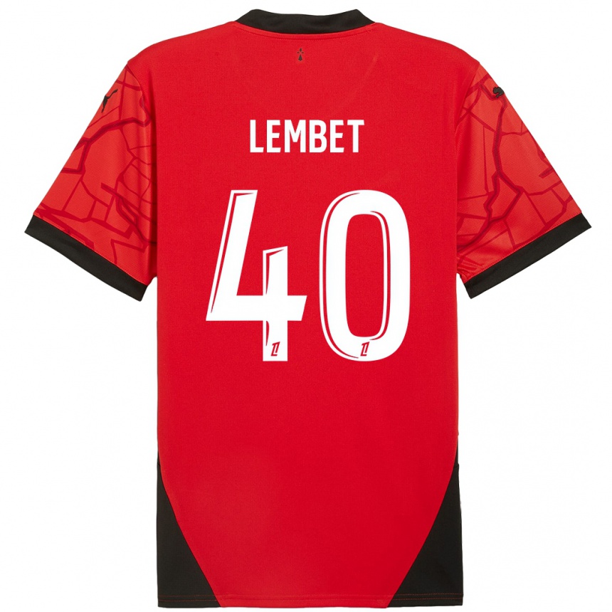 Vyrai Geoffrey Lembet #40 Raudona Juoda Namų Marškinėliai 2024/25 T-Shirt