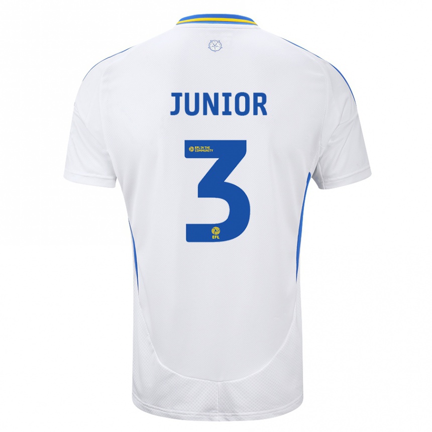 Vyrai Junior Firpo #3 Balta Mėlyna Namų Marškinėliai 2024/25 T-Shirt