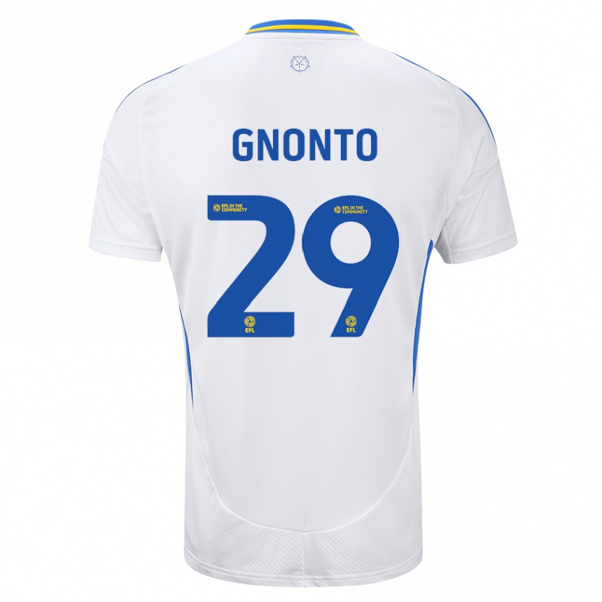 Vyrai Wilfried Gnonto #29 Balta Mėlyna Namų Marškinėliai 2024/25 T-Shirt