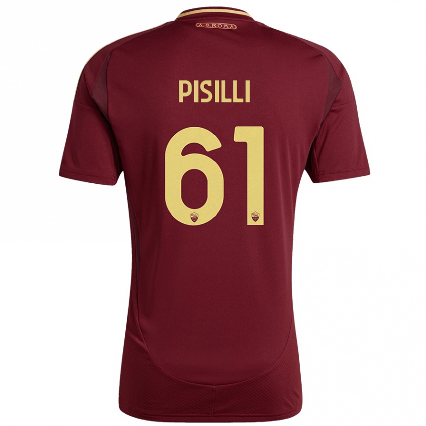 Vyrai Niccolò Pisilli #61 Raudonas Rudas Auksas Namų Marškinėliai 2024/25 T-Shirt