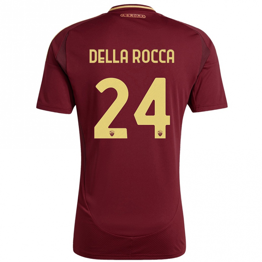 Vyrai Mattia Della Rocca #24 Raudonas Rudas Auksas Namų Marškinėliai 2024/25 T-Shirt