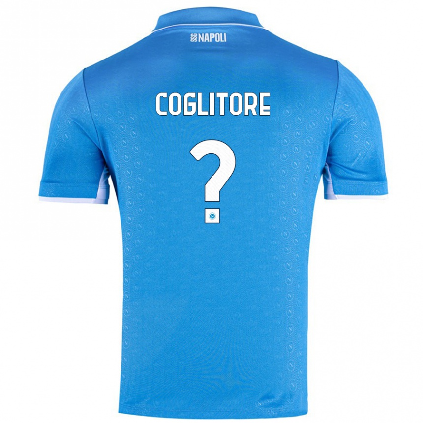 Vyrai Matteo Coglitore #0 Dangaus Mėlyna Namų Marškinėliai 2024/25 T-Shirt