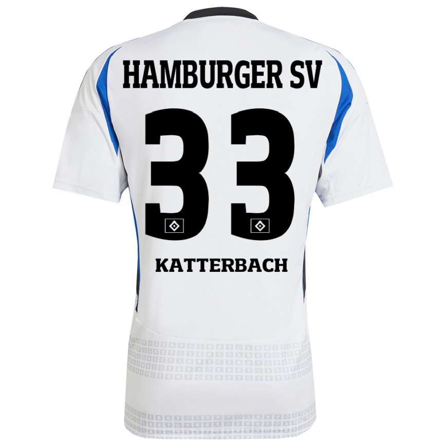 Vyrai Noah Katterbach #33 Balta Mėlyna Namų Marškinėliai 2024/25 T-Shirt