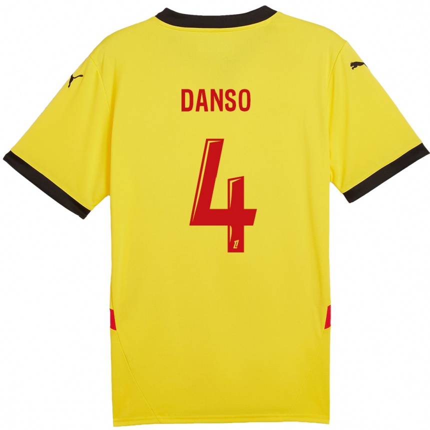 Vyrai Kevin Danso #4 Geltona Raudona Namų Marškinėliai 2024/25 T-Shirt