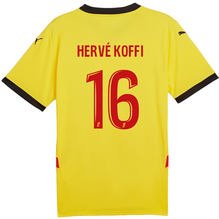 Vyrai Hervé Koffi #16 Geltona Raudona Namų Marškinėliai 2024/25 T-Shirt