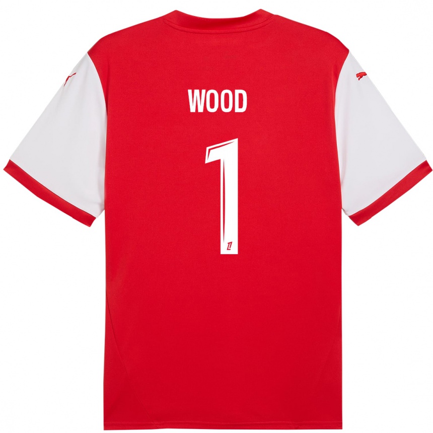 Vyrai Mackenzie Wood #1 Raudona Balta Namų Marškinėliai 2024/25 T-Shirt