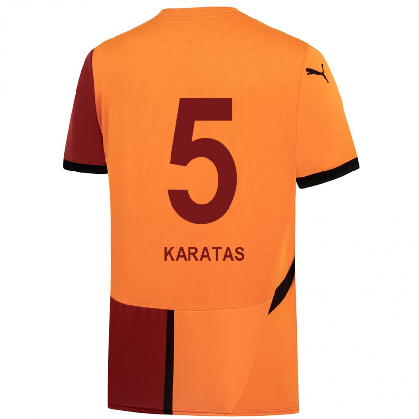 Vyrai Eda Karataş #5 Geltona Raudona Namų Marškinėliai 2024/25 T-Shirt