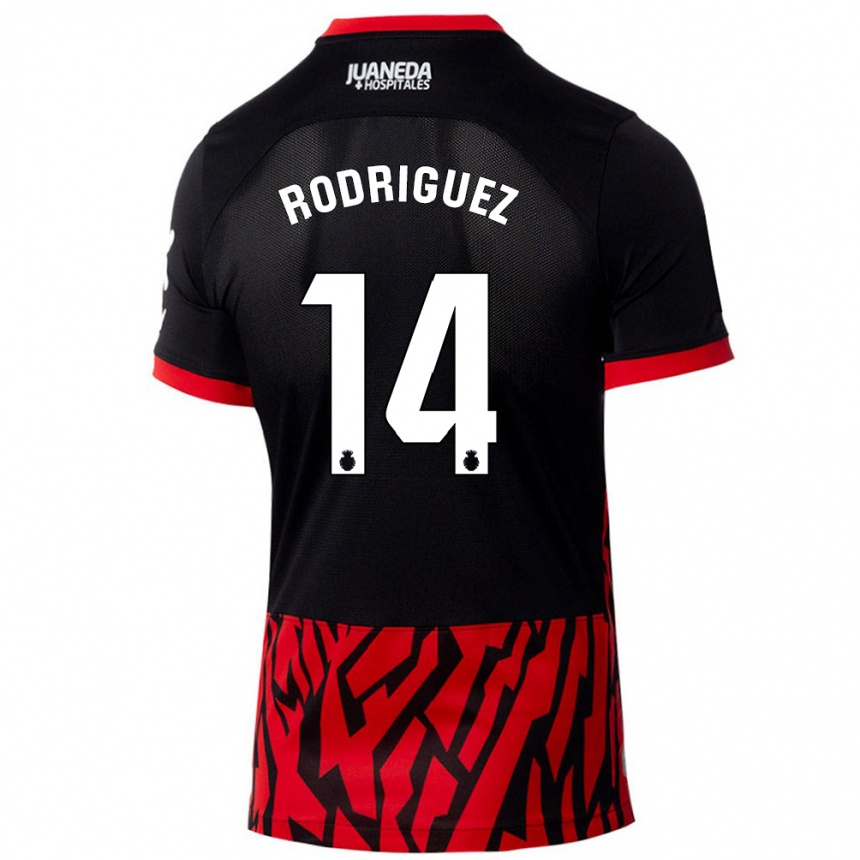 Vyrai Diego Rodríguez #14 Juoda Raudona Namų Marškinėliai 2024/25 T-Shirt