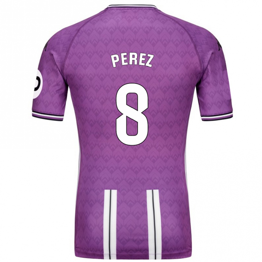 Vyrai Kike Pérez #8 Violetinė Balta Namų Marškinėliai 2024/25 T-Shirt