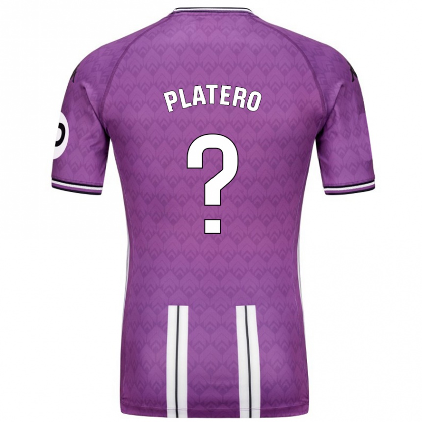 Vyrai Miguel Platero #0 Violetinė Balta Namų Marškinėliai 2024/25 T-Shirt