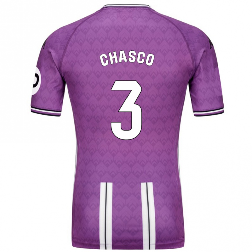 Vyrai Raúl Chasco #3 Violetinė Balta Namų Marškinėliai 2024/25 T-Shirt