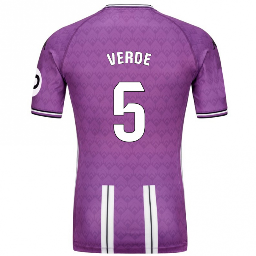 Vyrai Adrián Verde #5 Violetinė Balta Namų Marškinėliai 2024/25 T-Shirt