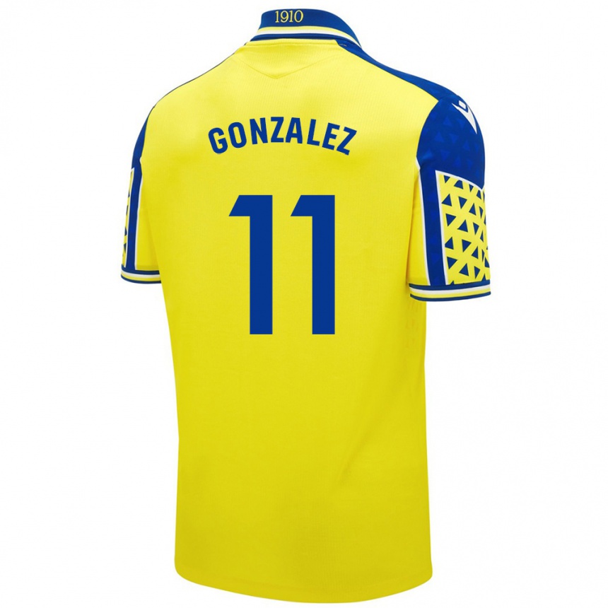 Vyrai Chus González #11 Geltona Mėlyna Namų Marškinėliai 2024/25 T-Shirt