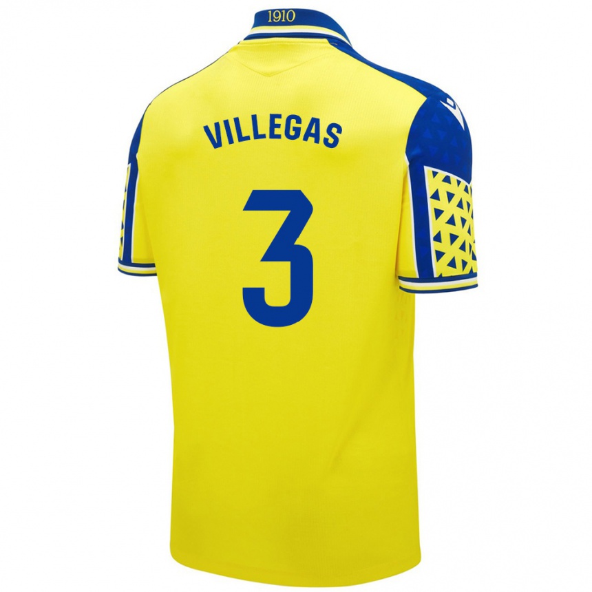 Vyrai Virginia Villegas Rico #3 Geltona Mėlyna Namų Marškinėliai 2024/25 T-Shirt