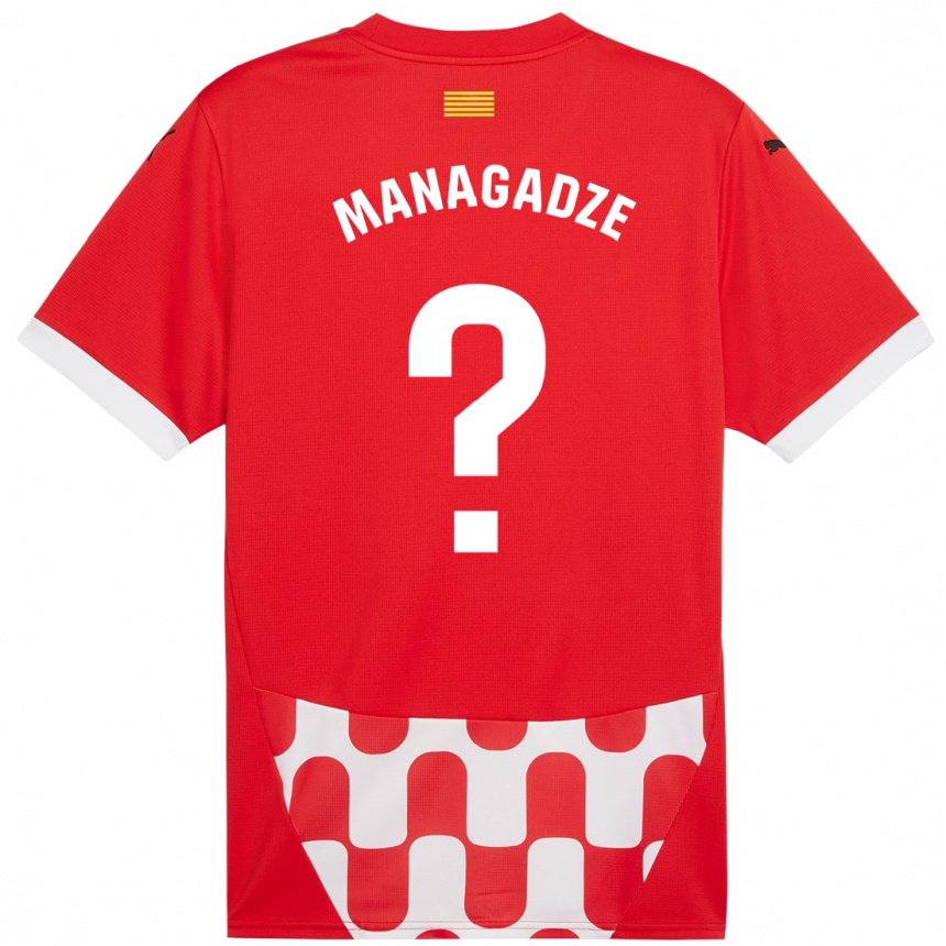 Vyrai Luka Managadze #0 Raudona Balta Namų Marškinėliai 2024/25 T-Shirt