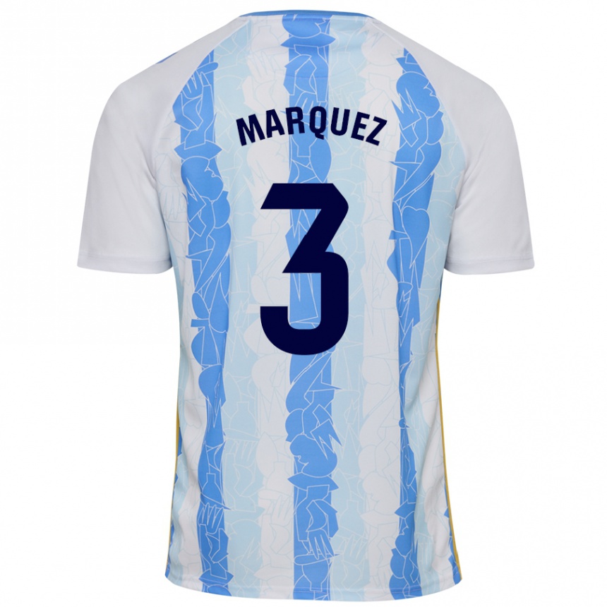 Vyrai David Márquez #3 Balta Mėlyna Namų Marškinėliai 2024/25 T-Shirt