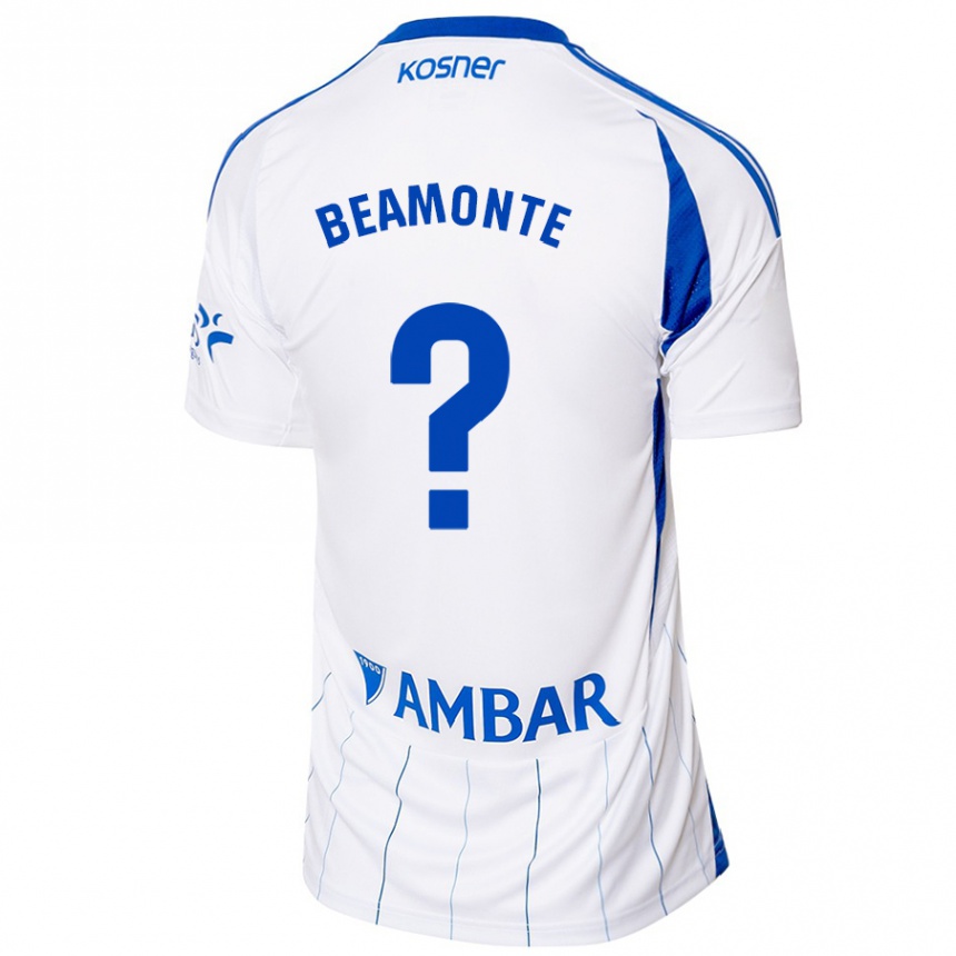 Vyrai Adrián Beamonte #0 Raudona Balta Namų Marškinėliai 2024/25 T-Shirt