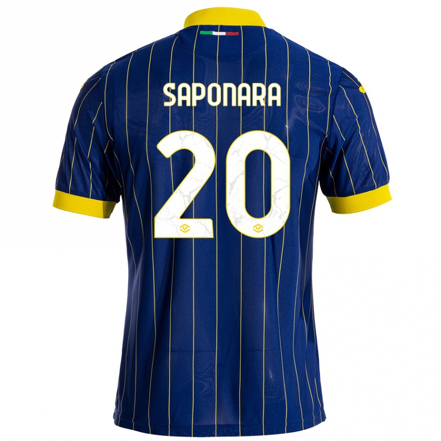 Vyrai Riccardo Saponara #20 Mėlyna Geltona Namų Marškinėliai 2024/25 T-Shirt