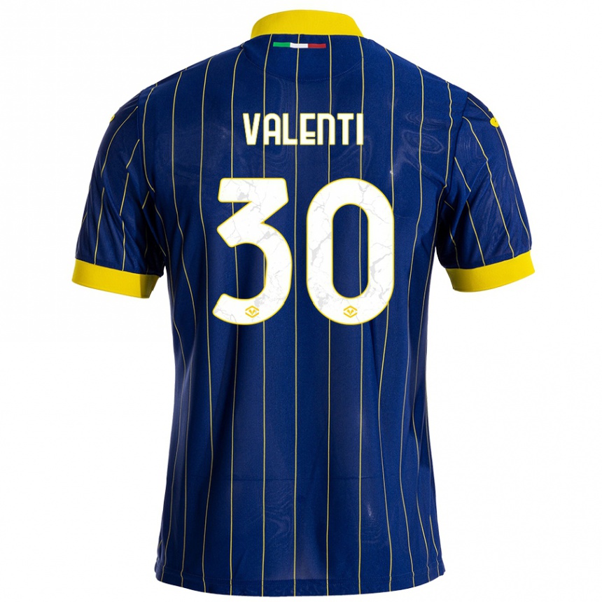 Vyrai Francesco Valenti #30 Mėlyna Geltona Namų Marškinėliai 2024/25 T-Shirt