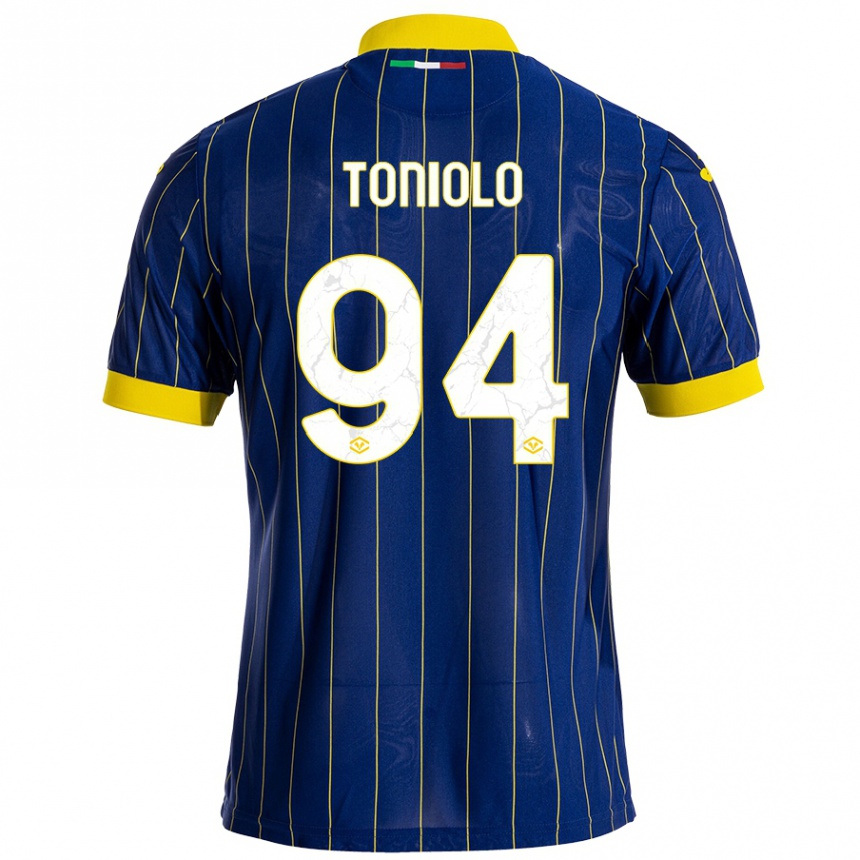 Vyrai Giacomo Toniolo #94 Mėlyna Geltona Namų Marškinėliai 2024/25 T-Shirt