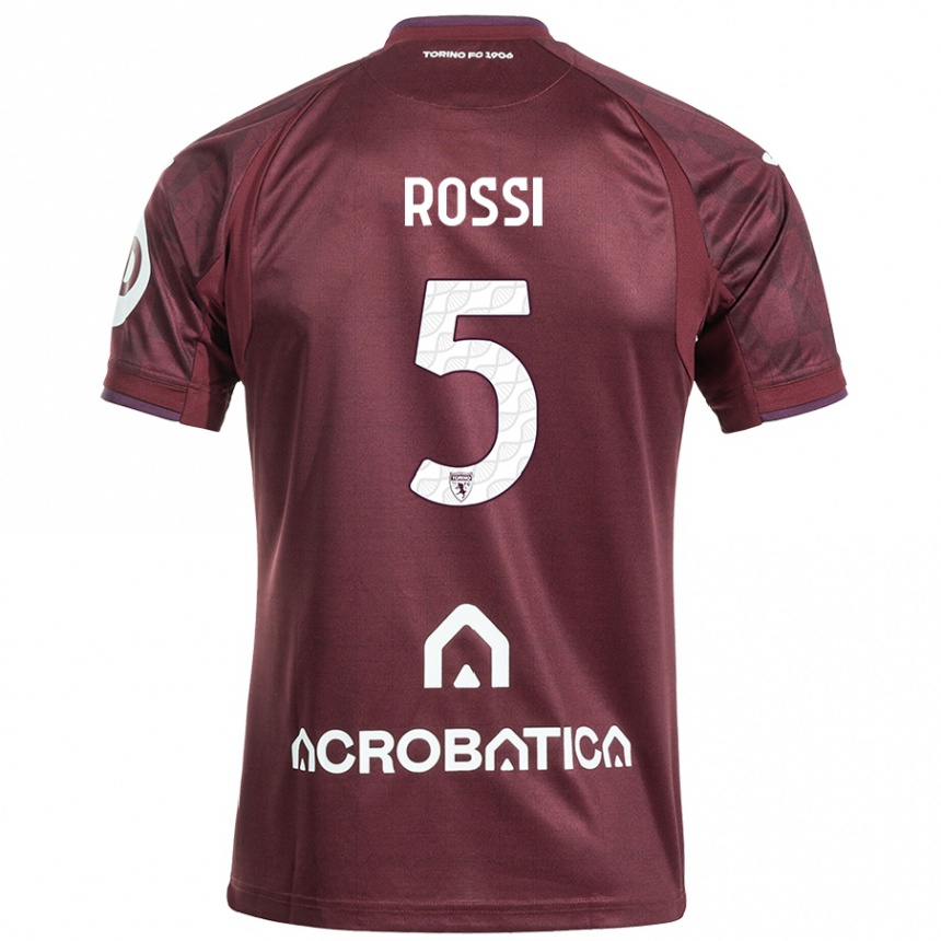 Vyrai Simone Rossi #5 Kaštoninė Balta Namų Marškinėliai 2024/25 T-Shirt