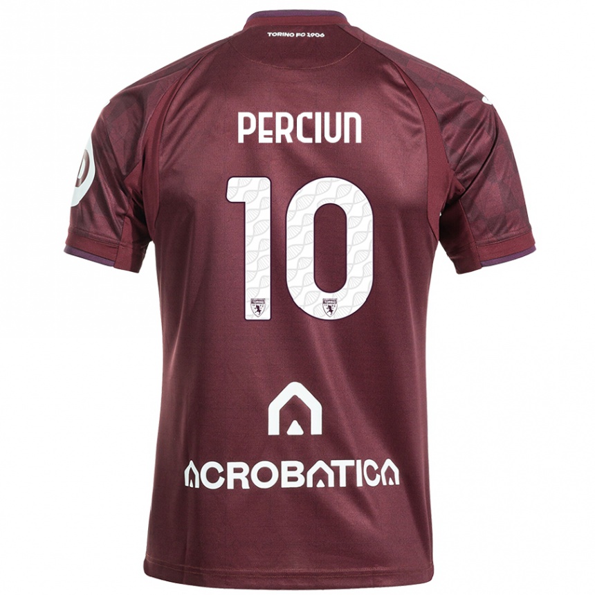 Vyrai Sergiu Perciun #10 Kaštoninė Balta Namų Marškinėliai 2024/25 T-Shirt