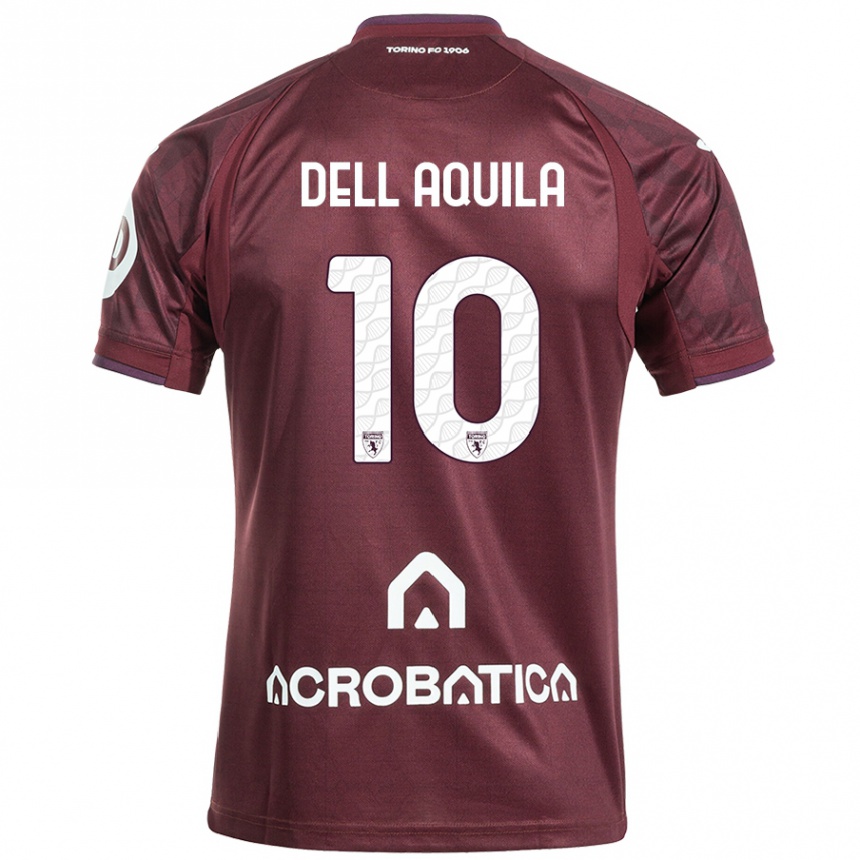 Vyrai Francesco Dell'aquila #10 Kaštoninė Balta Namų Marškinėliai 2024/25 T-Shirt