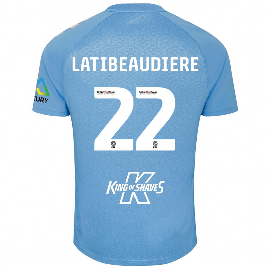 Vyrai Joel Latibeaudiere #22 Mėlyna Balta Namų Marškinėliai 2024/25 T-Shirt