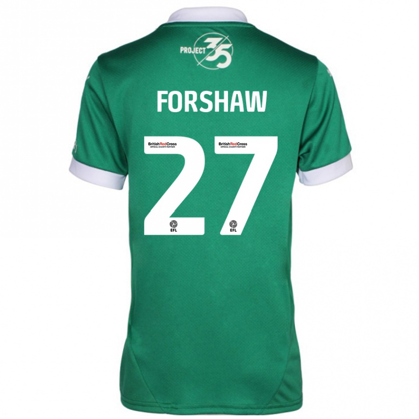 Vyrai Adam Forshaw #27 Žalia Balta Namų Marškinėliai 2024/25 T-Shirt