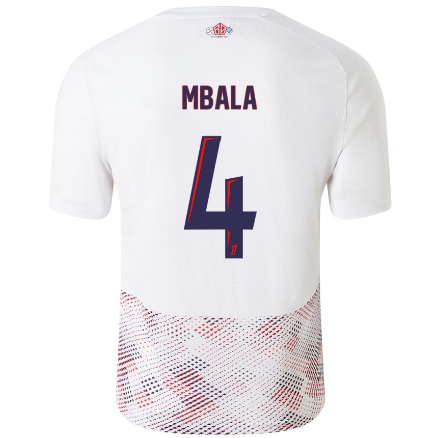 Vyrai Olivia Mbala #4 Balta Karališka Mėlyna Išvykos Marškinėliai 2024/25 T-Shirt