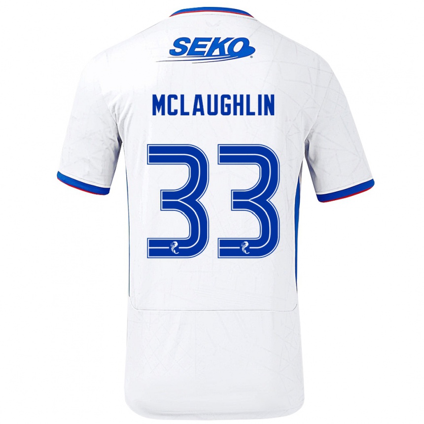 Vyrai Jon Mclaughlin #33 Balta Mėlyna Išvykos Marškinėliai 2024/25 T-Shirt