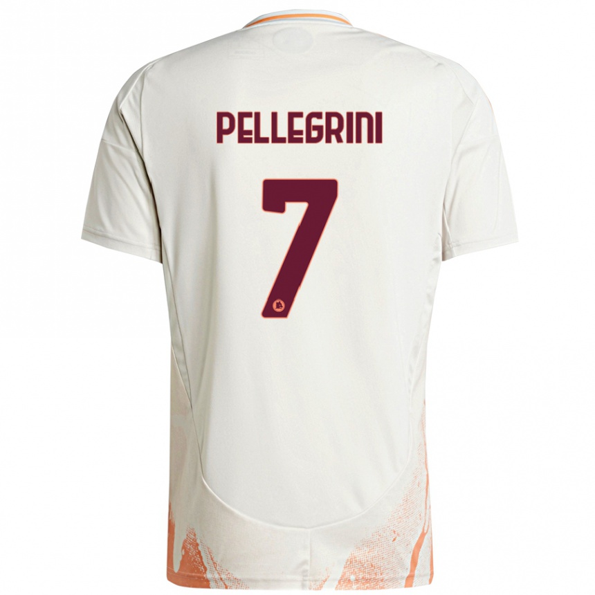 Vyrai Lorenzo Pellegrini #7 Kreminė Balta Oranžinė Išvykos Marškinėliai 2024/25 T-Shirt