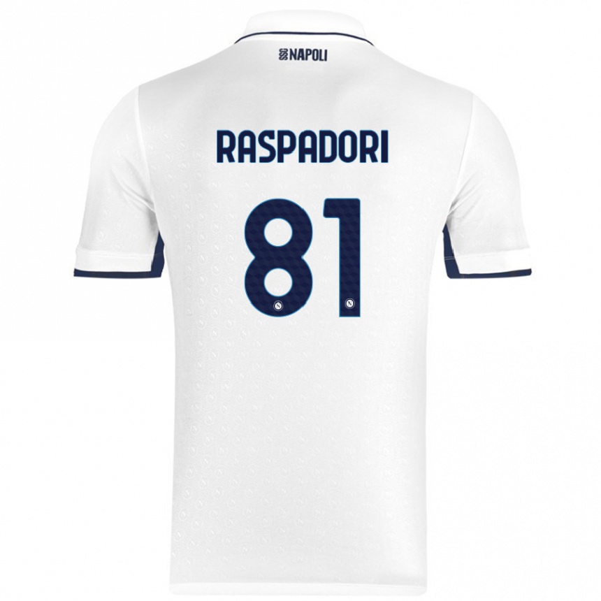 Vyrai Giacomo Raspadori #81 Balta Karališka Mėlyna Išvykos Marškinėliai 2024/25 T-Shirt