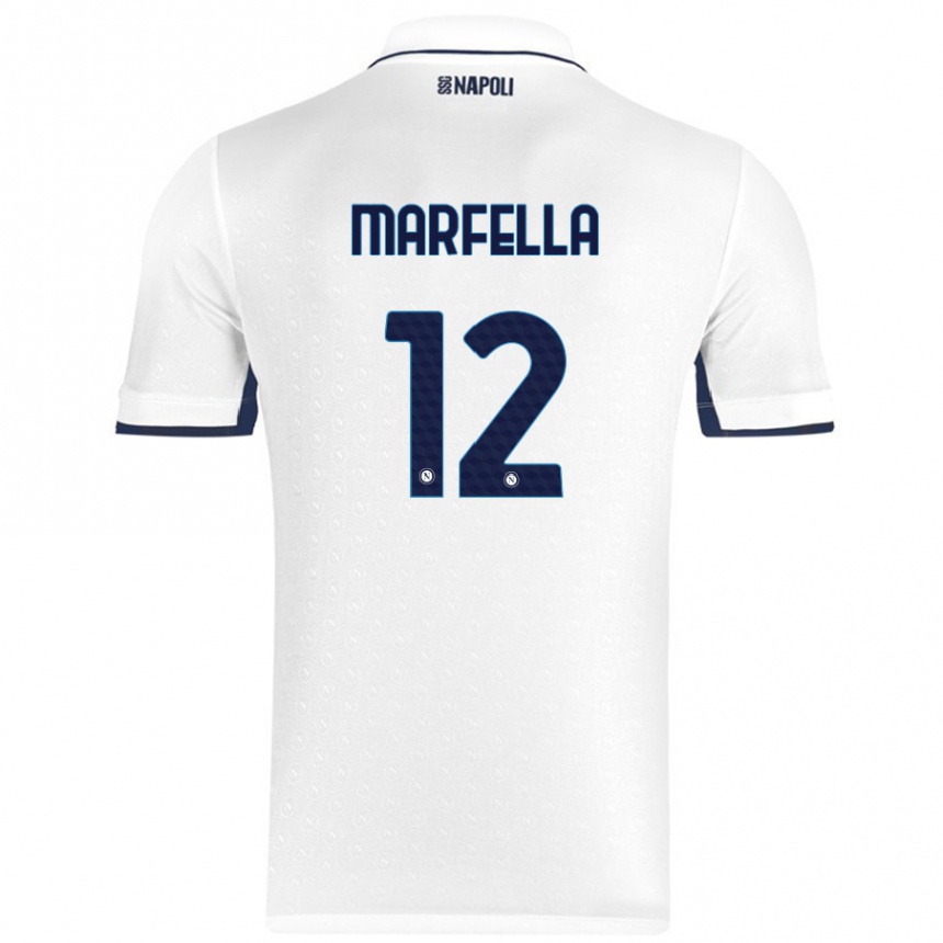 Vyrai Davide Marfella #12 Balta Karališka Mėlyna Išvykos Marškinėliai 2024/25 T-Shirt