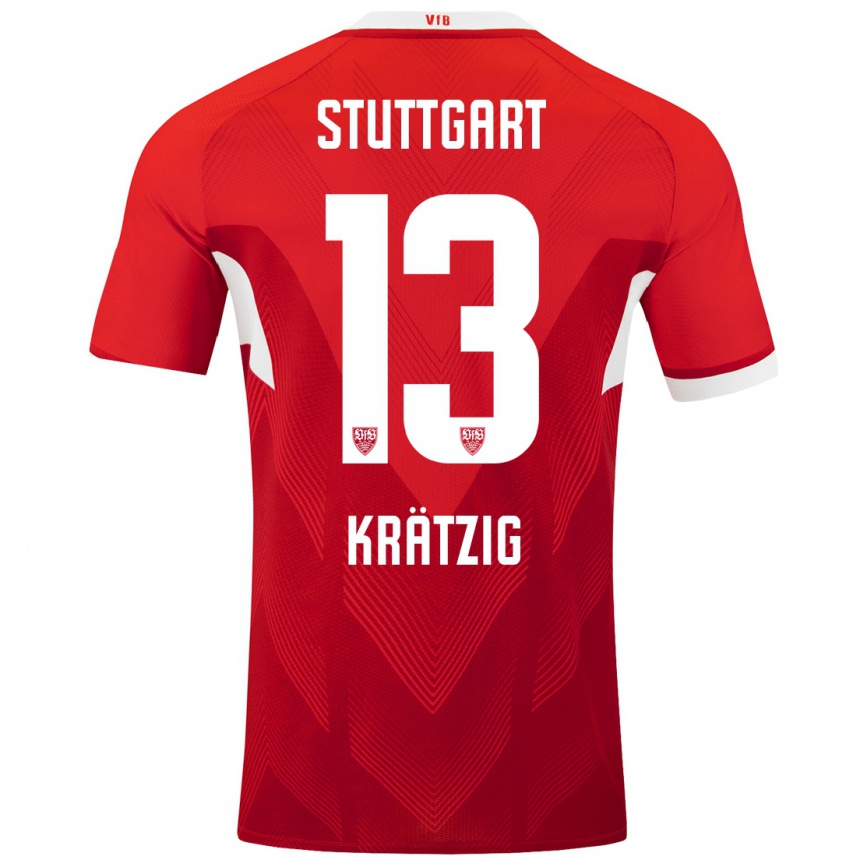 Vyrai Frans Krätzig #13 Raudona Balta Išvykos Marškinėliai 2024/25 T-Shirt